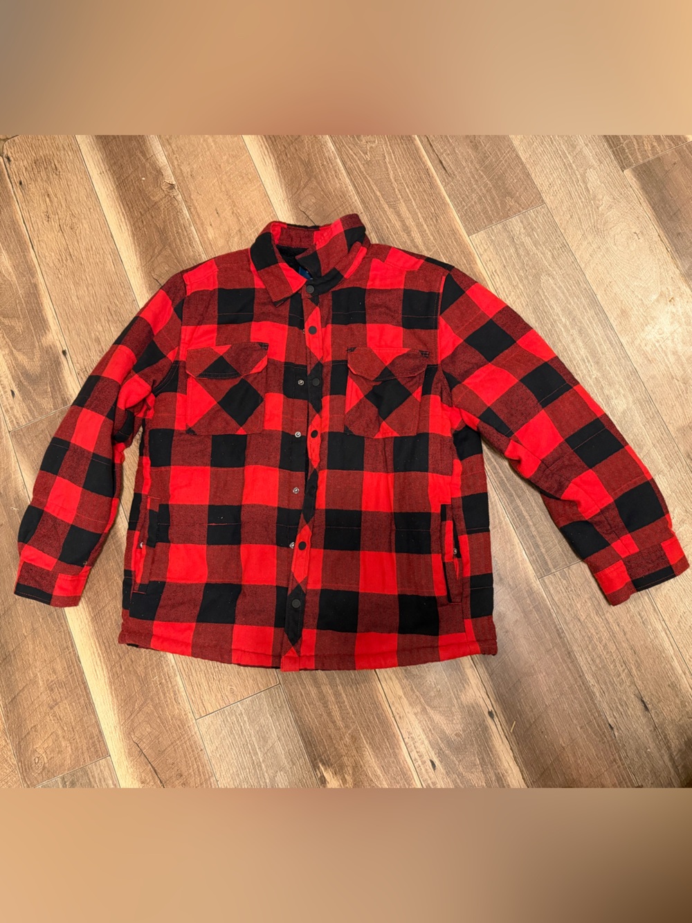 Men’s George Red and Black Plaid Lined Flannel Jacket